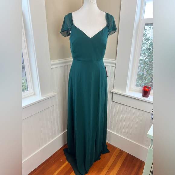 Birdy Grey Devin Convertible Dress‎ Chiffon Emerald Size Medium NWT - Picture 3 of 10